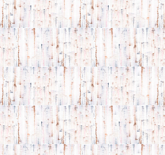 Textured pattern with vertical lines in brown, pink, blue, and white on a light background