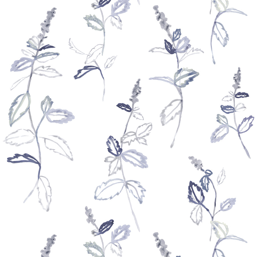 Pattern of stylized lavender flowers on a white background