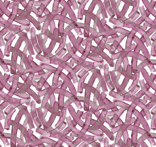 Pattern of pink curved lines on a white background
