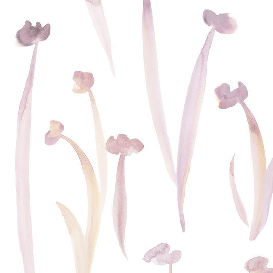 Pastel pink floral pattern on a white background
