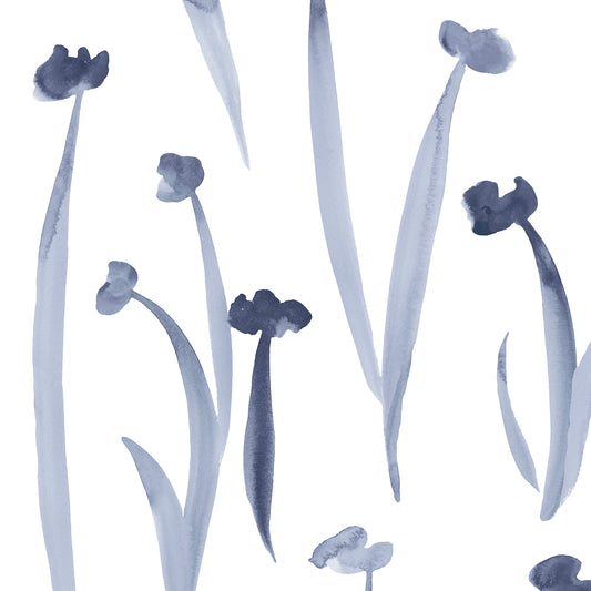 Blue floral pattern on a white background