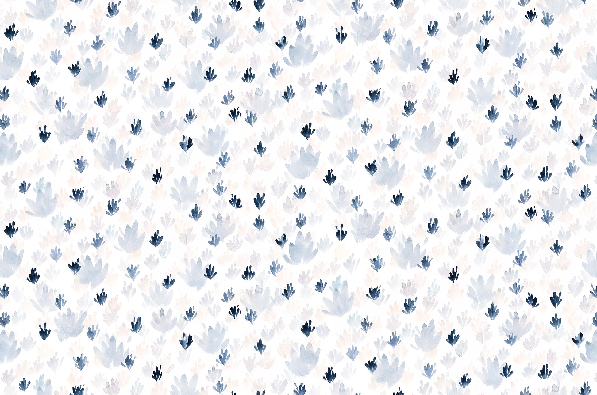 Pattern of blue flowers on a white background
