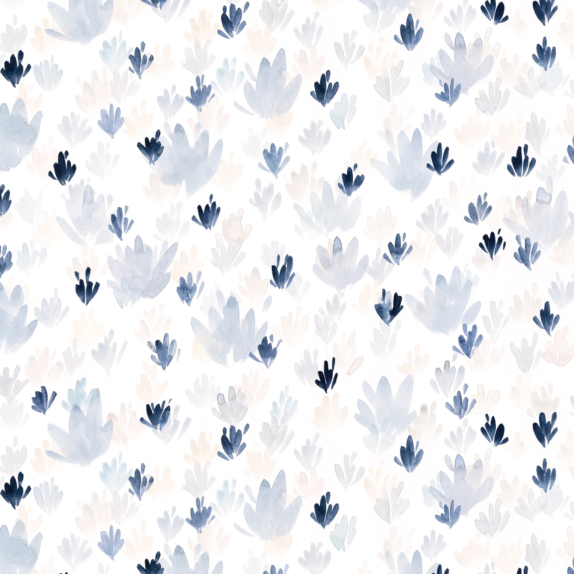Pattern of blue flowers on a white background