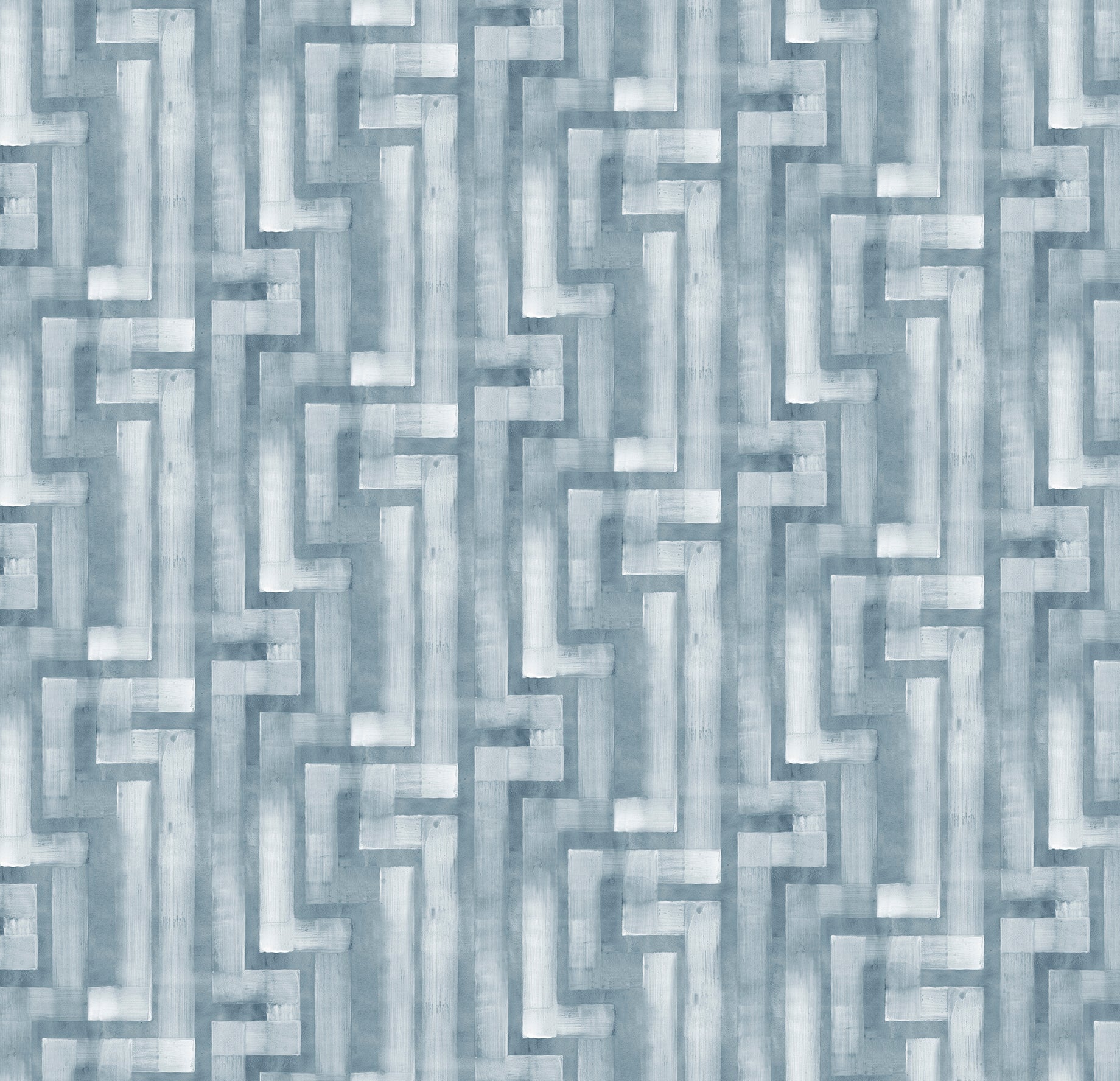 Patterned fabric with a zigzag design in blue and white.