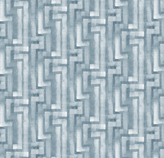 Patterned fabric with a zigzag design in blue and white.