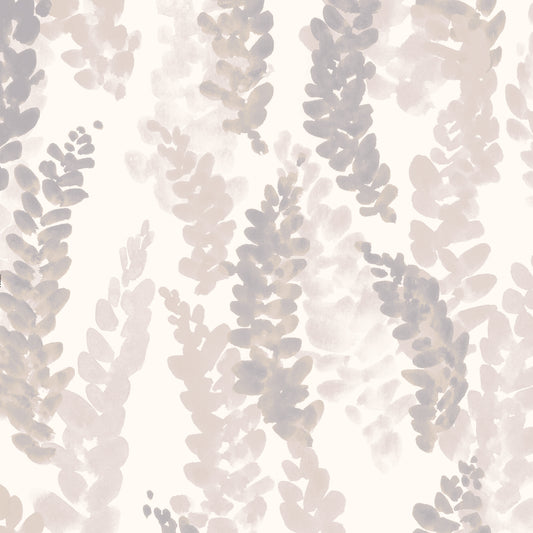 Pattern of floral blooms in shades of gray on a light background