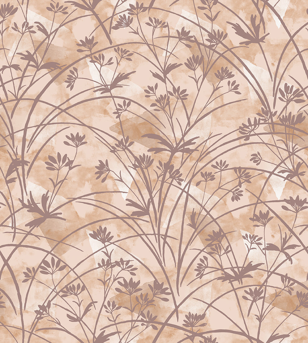 Decorative pattern with stylized leaves on a beige background