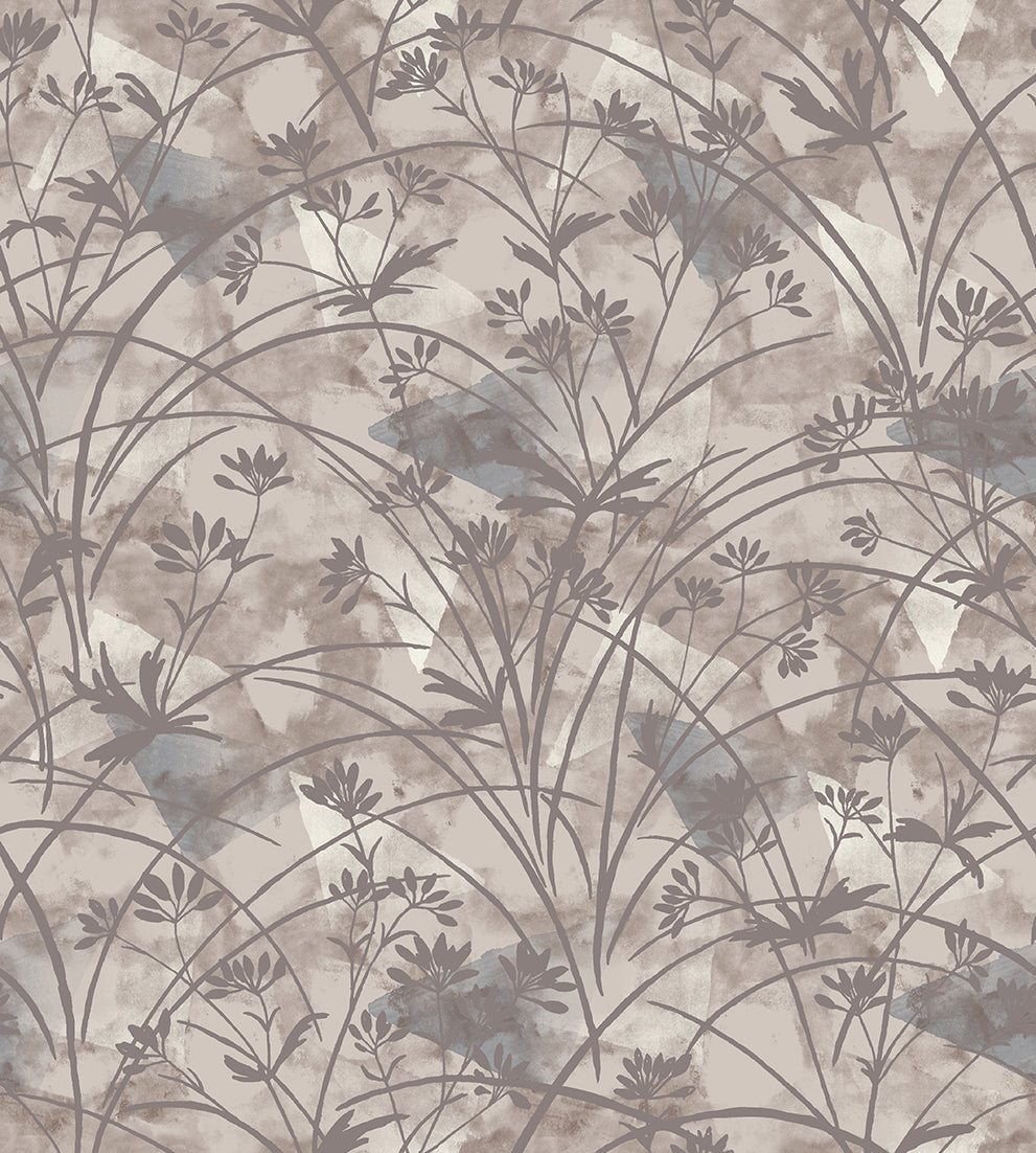 Floral patterned wallpaper with a neutral color scheme