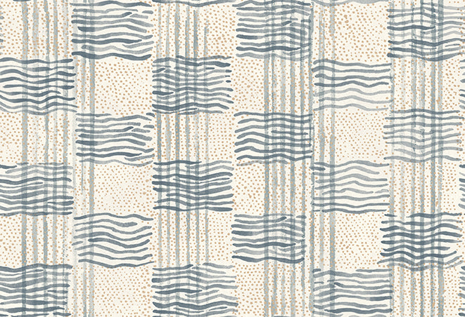 Textured pattern with blue wavy lines on a beige background