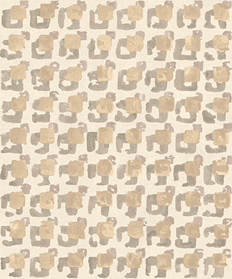 Pattern of shapes in beige and brown on a beige background