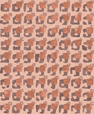 Pattern of stylized figures in brown and gray on a beige background