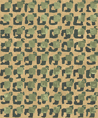 Pattern of green and brown shapes on a textured background