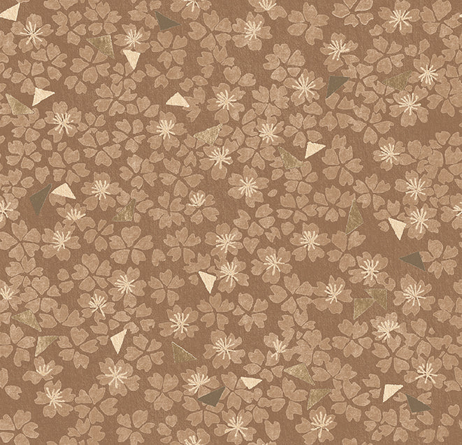 Brown patterned fabric with small geometric shapes