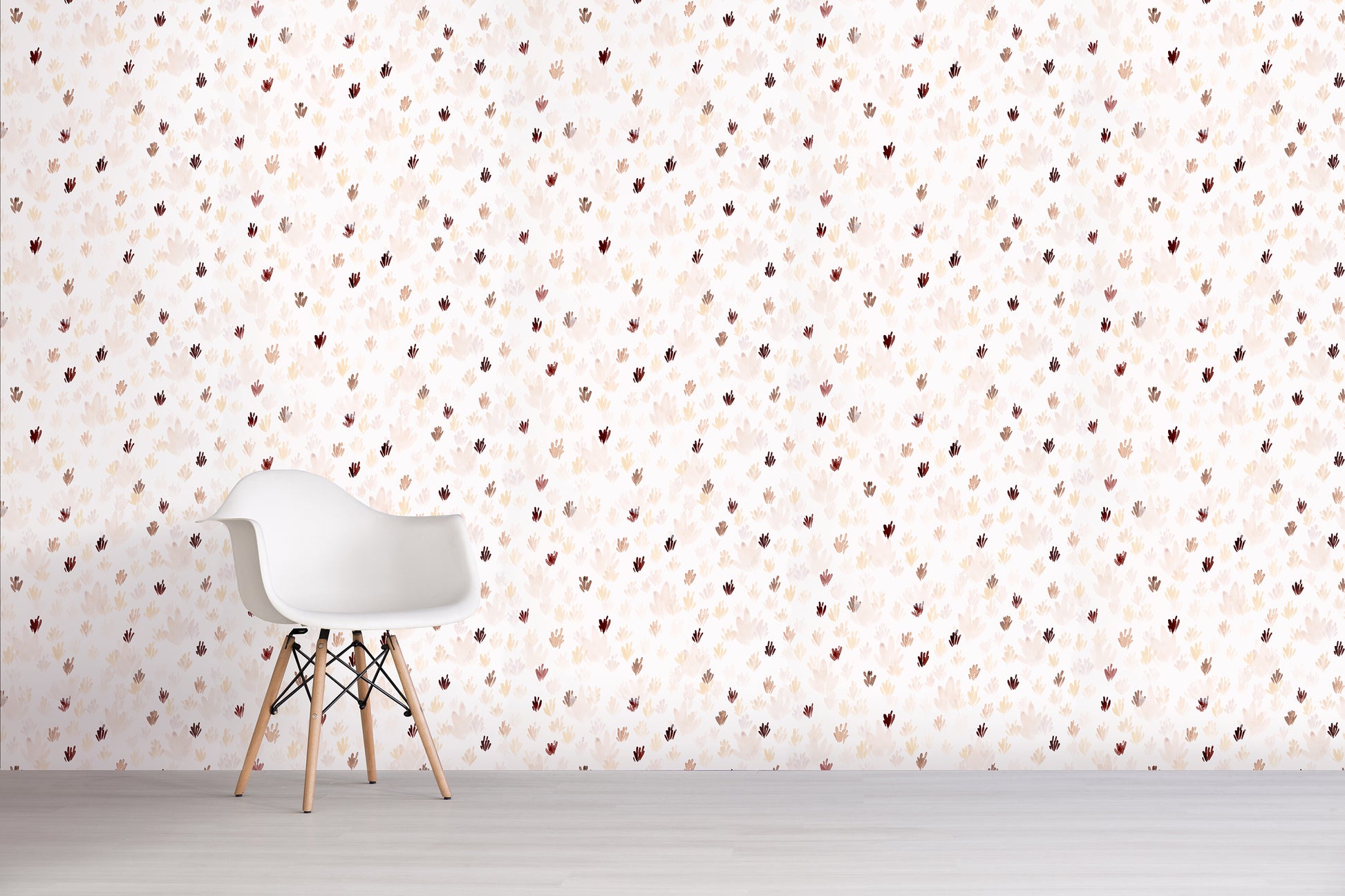 Wallpaper with a subtle brown pattern in a room with a chair.