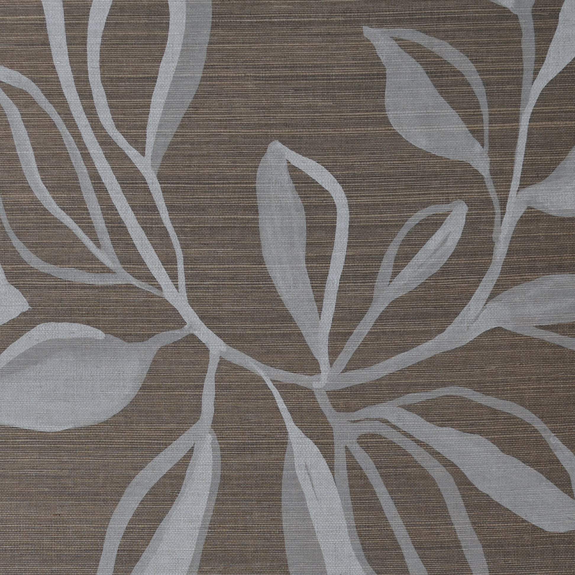 white leaf pattern on brown background