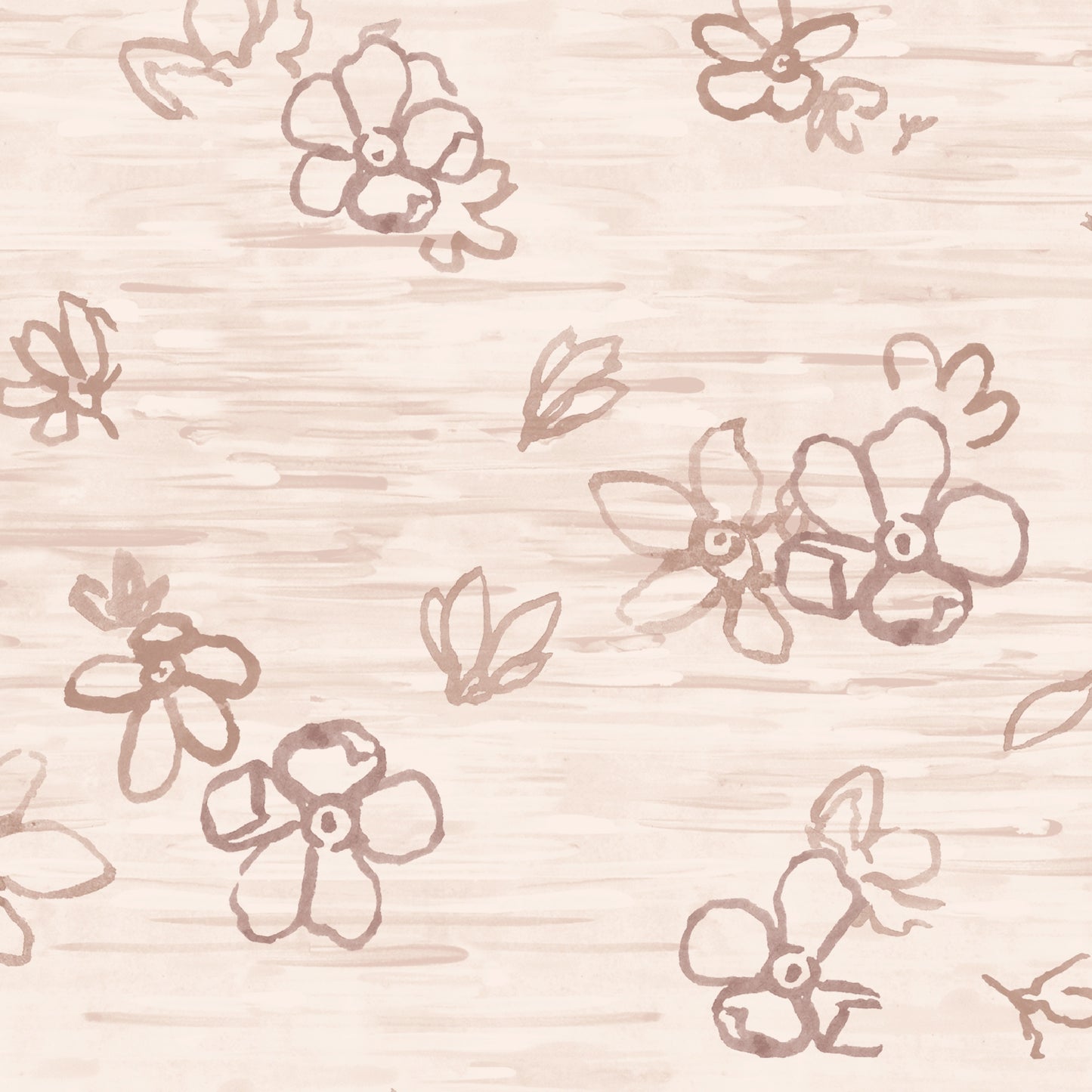 Pattern of pink stylized flowers on a beige background
