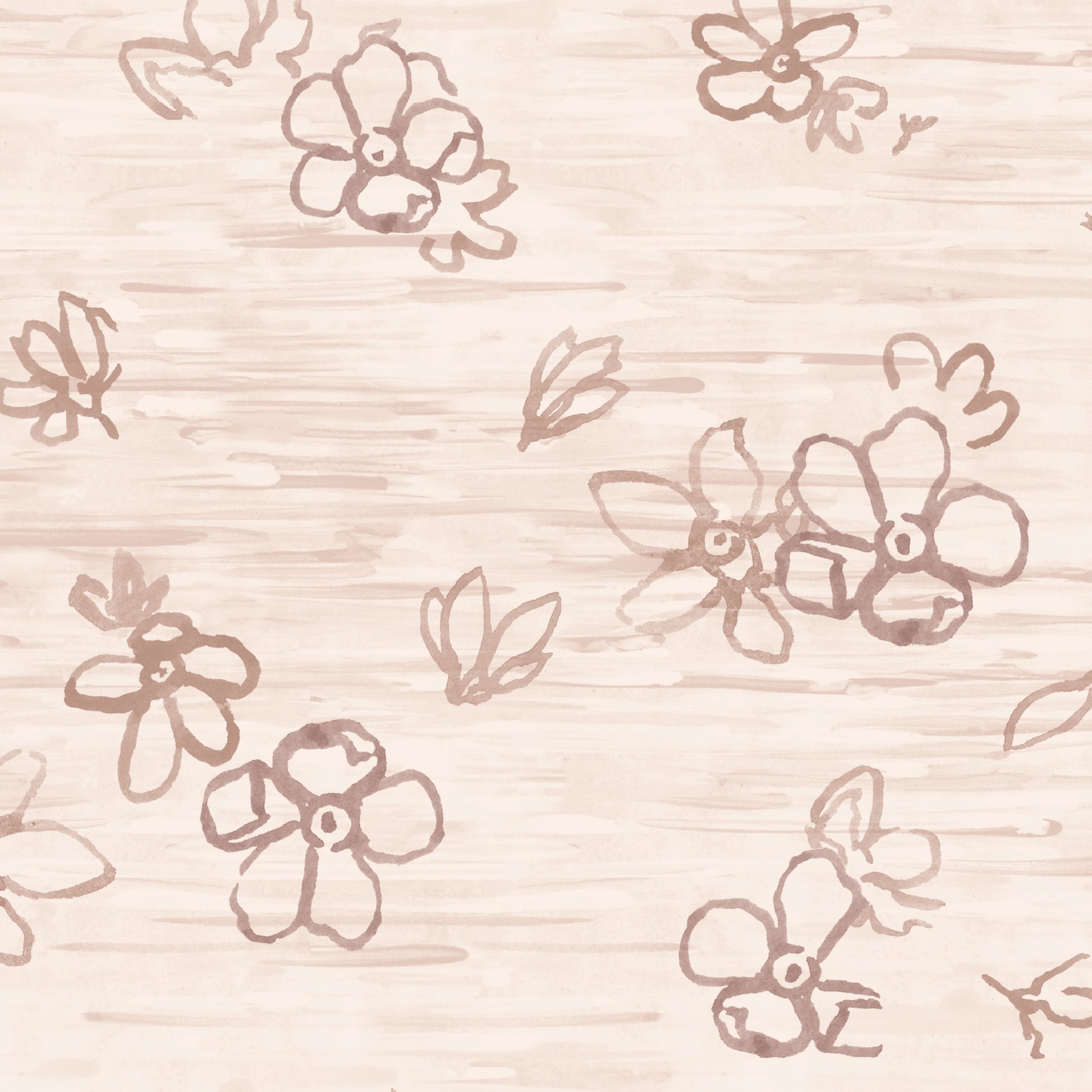 Pattern of pink stylized flowers on a beige background