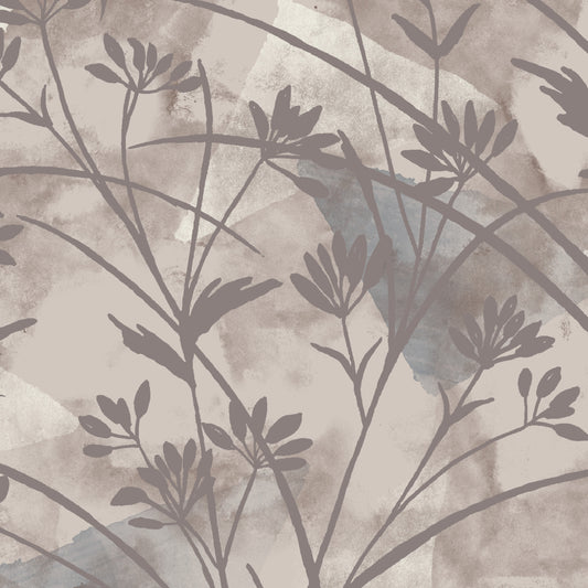 Decorative pattern of stylized leaves on a textured beige background