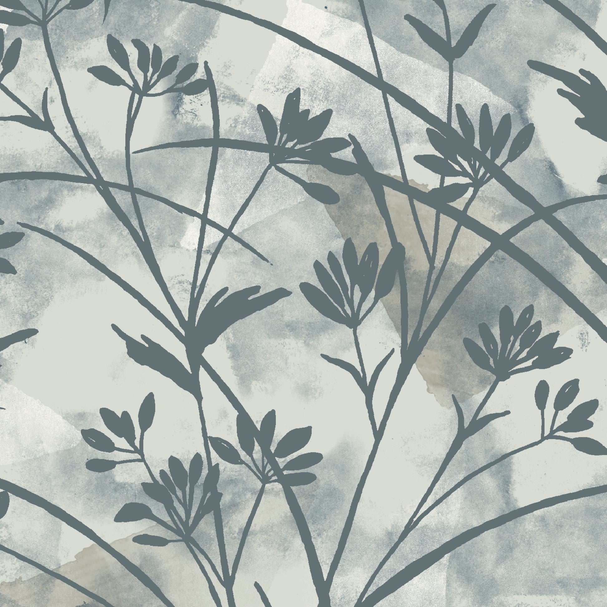 Silhouette of plants on a textured gray background
