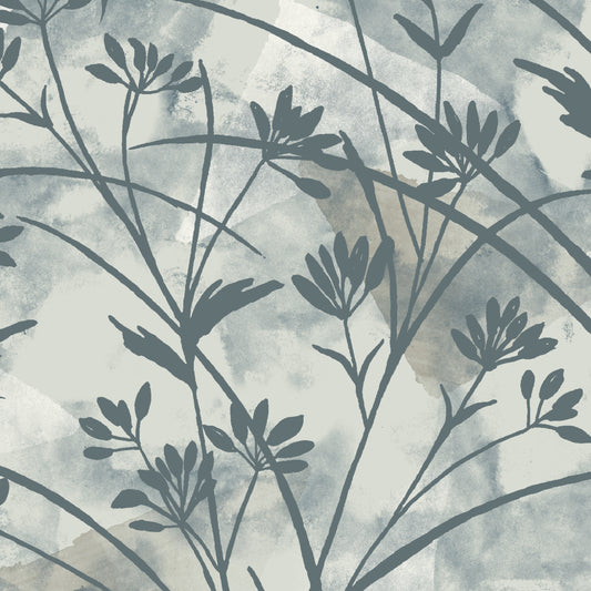 Silhouette of plants on a textured gray background