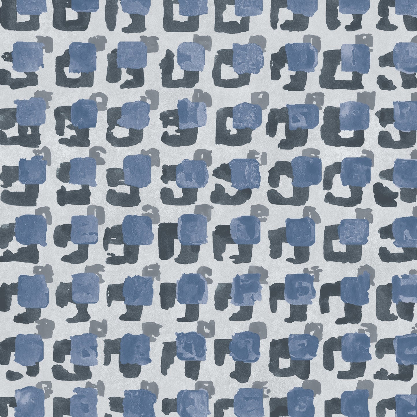 Pattern of blue and gray shapes on a white background