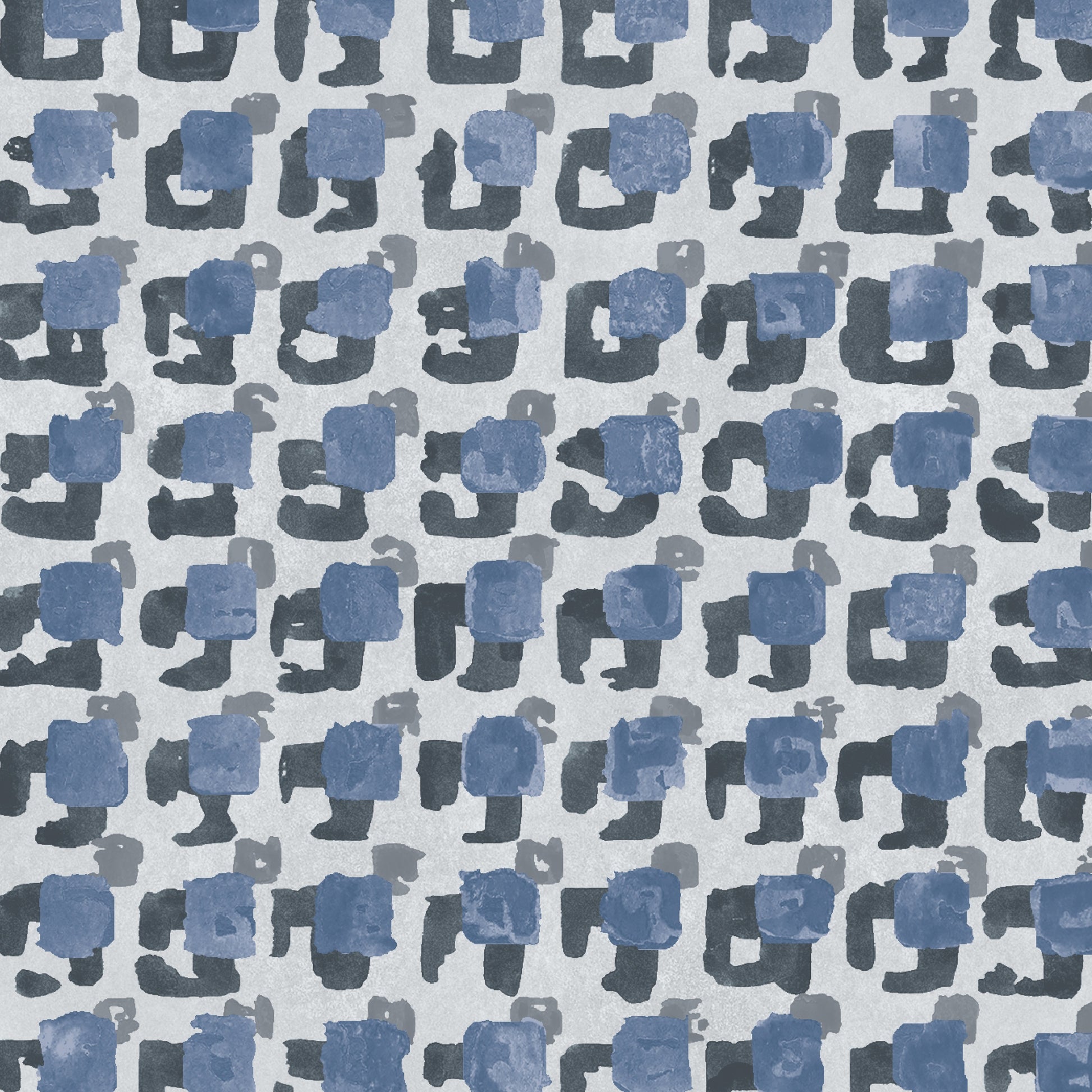Pattern of blue and gray shapes on a white background