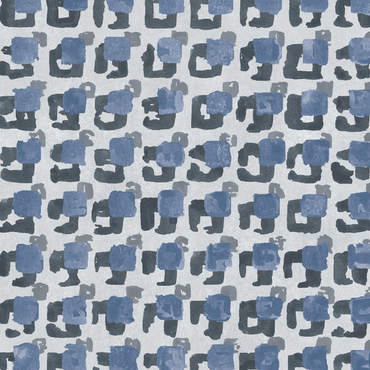 Pattern of blue and gray shapes on a white background