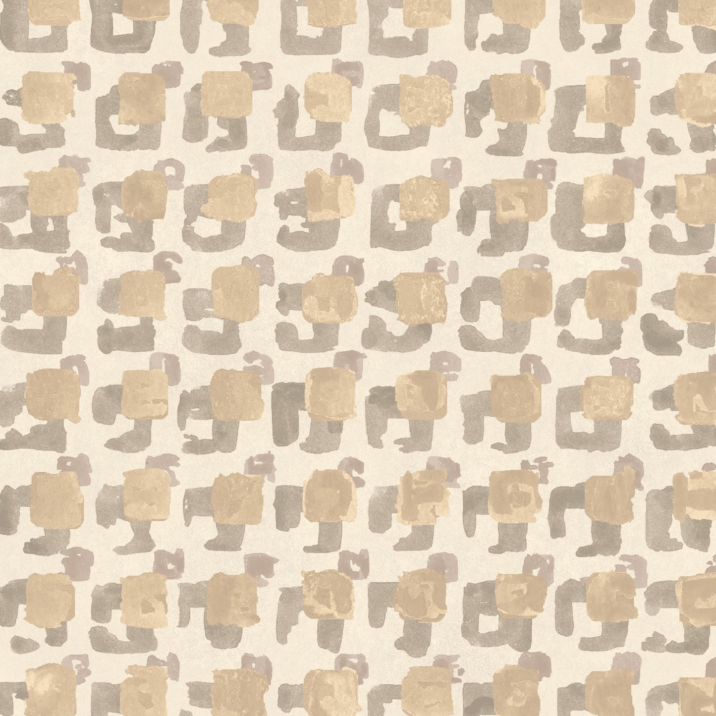 Pattern of geometric shapes in brown and beige on a light background