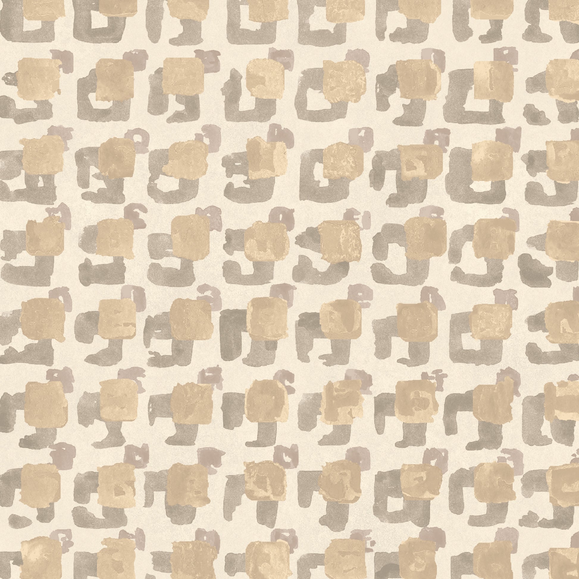 Pattern of geometric shapes in brown and beige on a light background