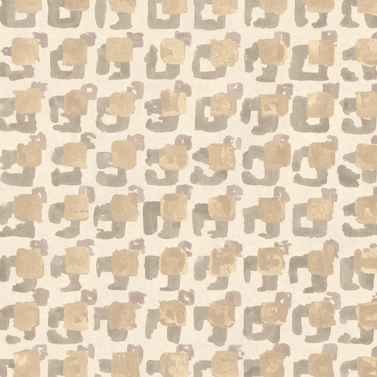 Pattern of geometric shapes in brown and beige on a light background