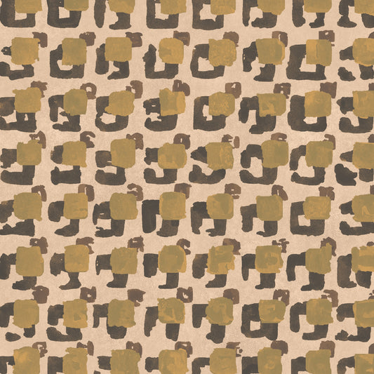 Pattern of brown stylized shapes on a beige background