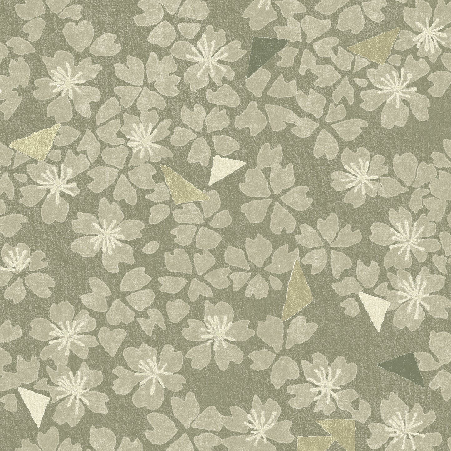 Pattern of geometric shapes on a green background