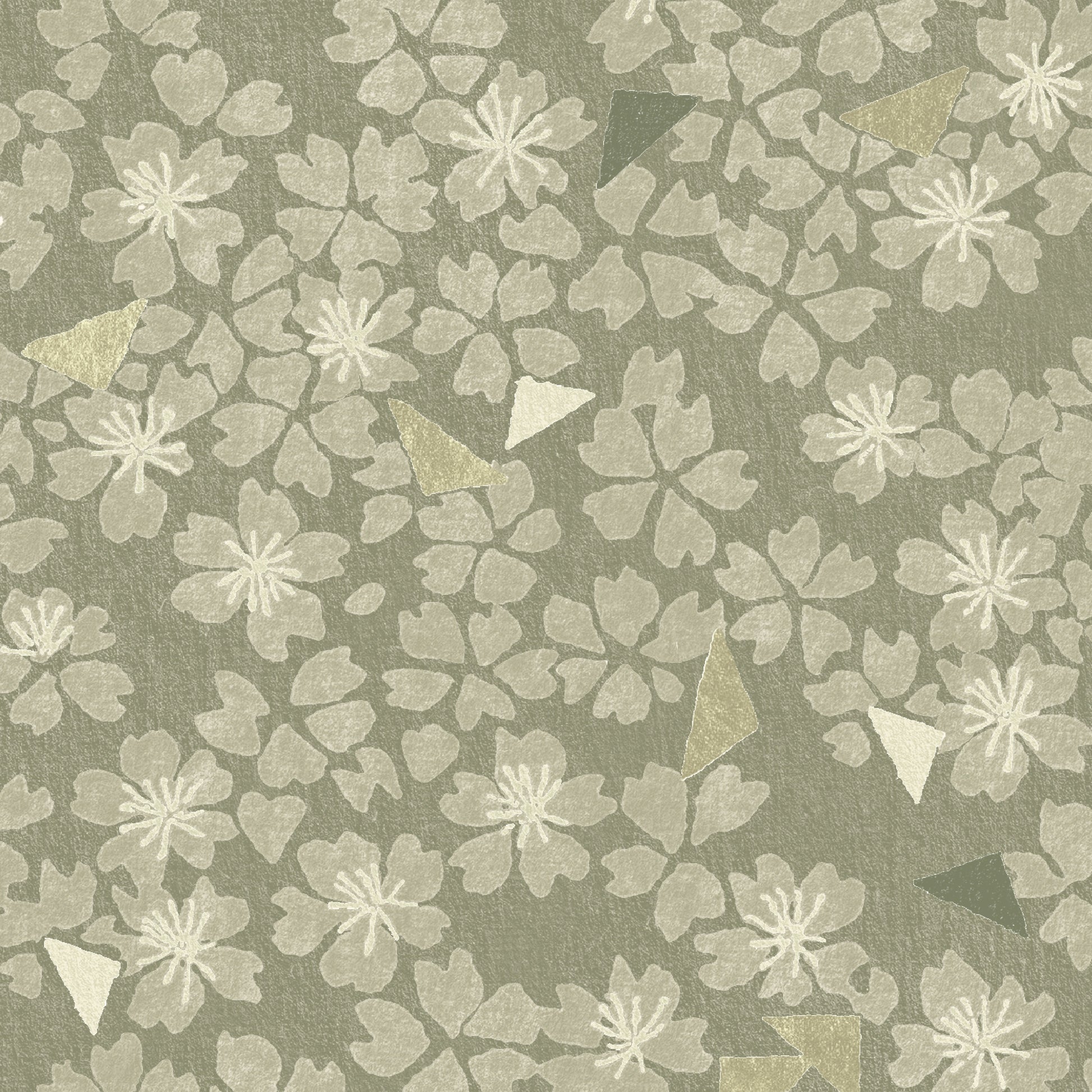 Pattern of geometric shapes on a green background