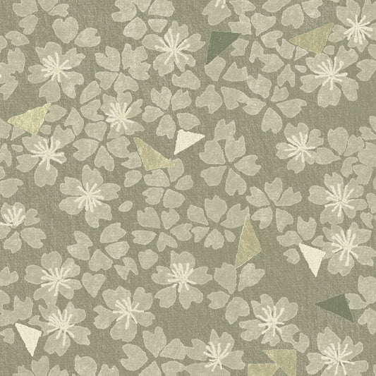 Pattern of geometric shapes on a green background