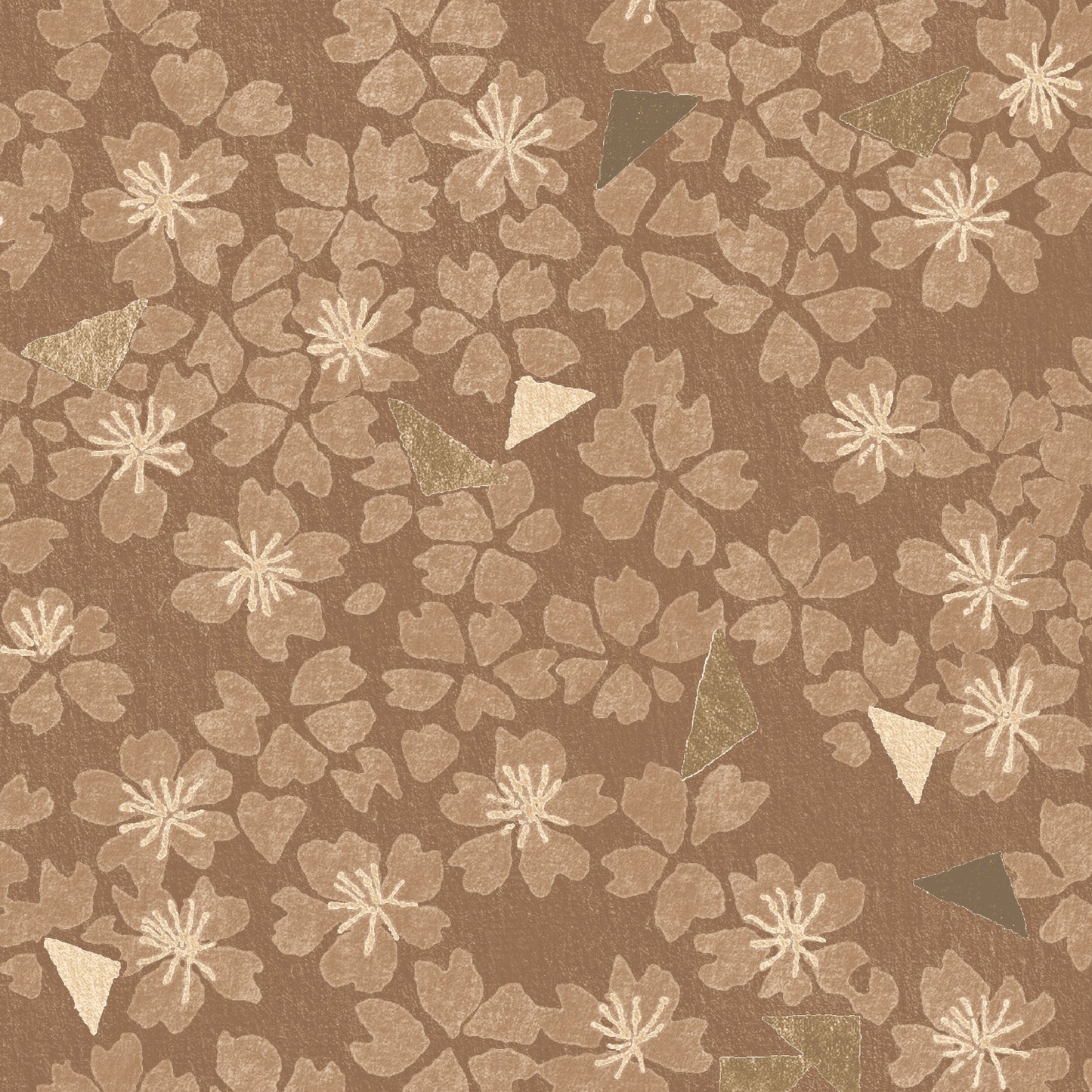 Floral and geometric pattern on a brown background