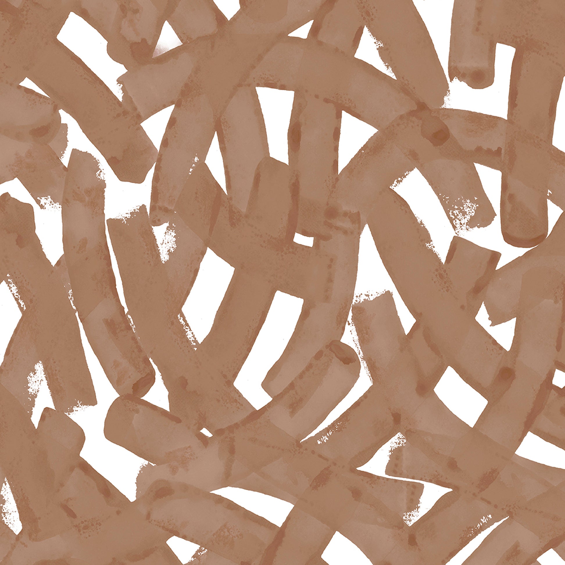 Pattern of brown abstract shapes on a white background