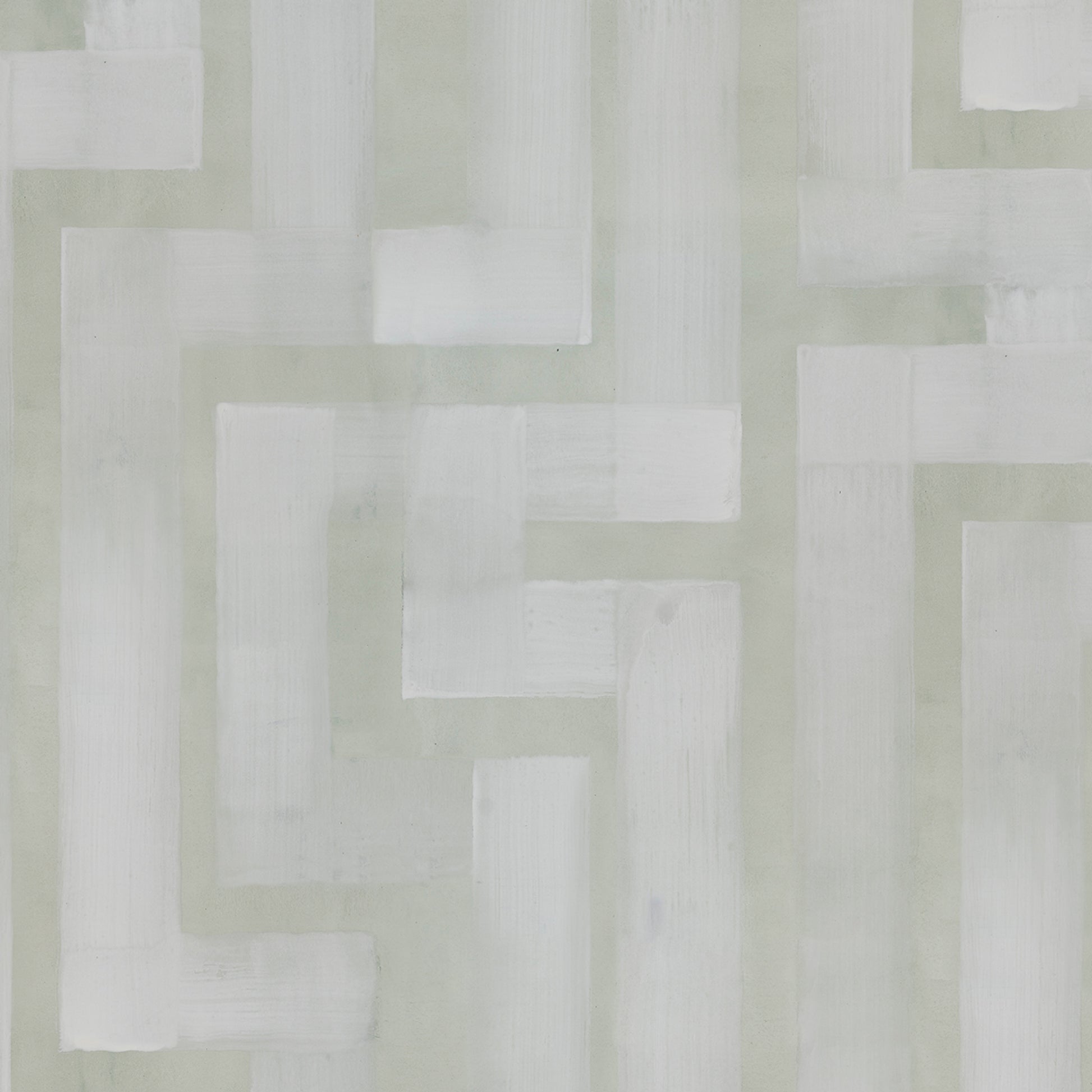 Geometric pattern with interlocking squares in light green and white