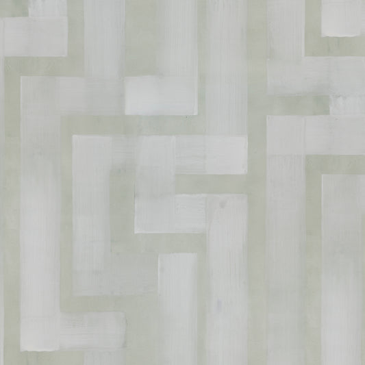 Geometric pattern with interlocking squares in light green and white