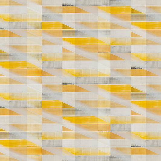 Geometric pattern of yellow and gray tiles