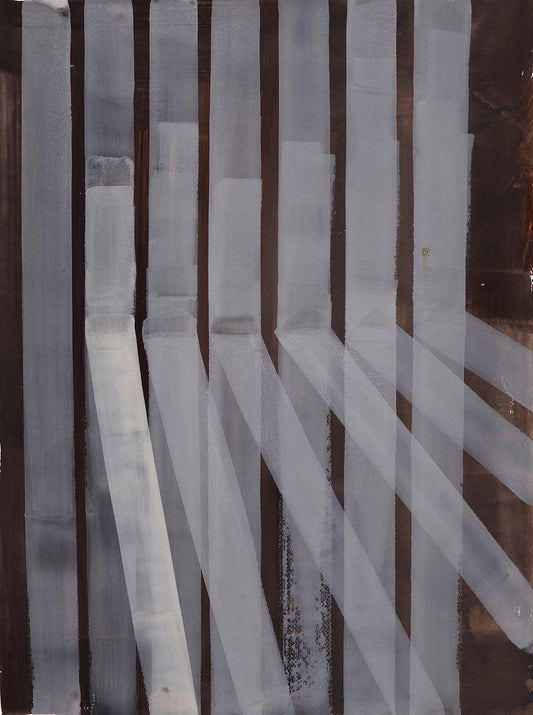 Stripe painting in gray and white on a dark background