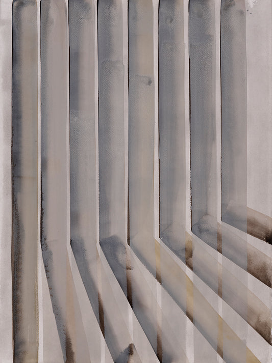 Striped painting in gray and beige tones