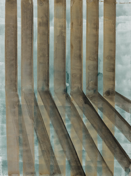 Stripe painting on light green background
