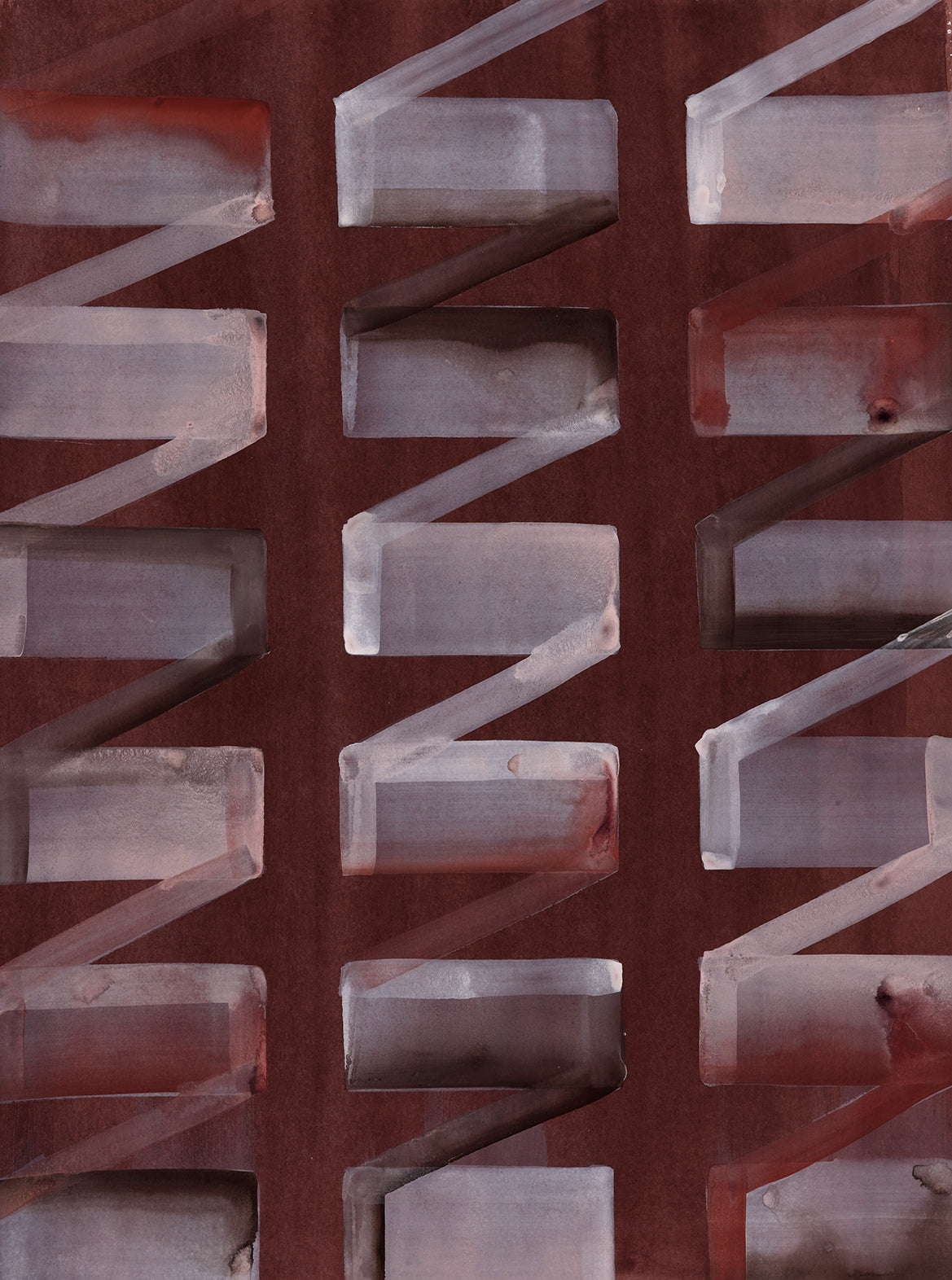 Geometric pattern painting on red background
